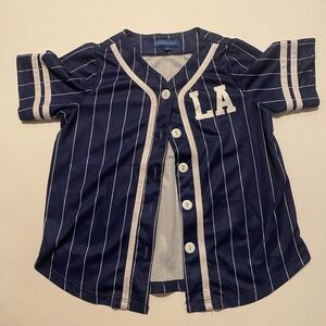 Kids Navy Blue Pinstripe Baseball Jersey